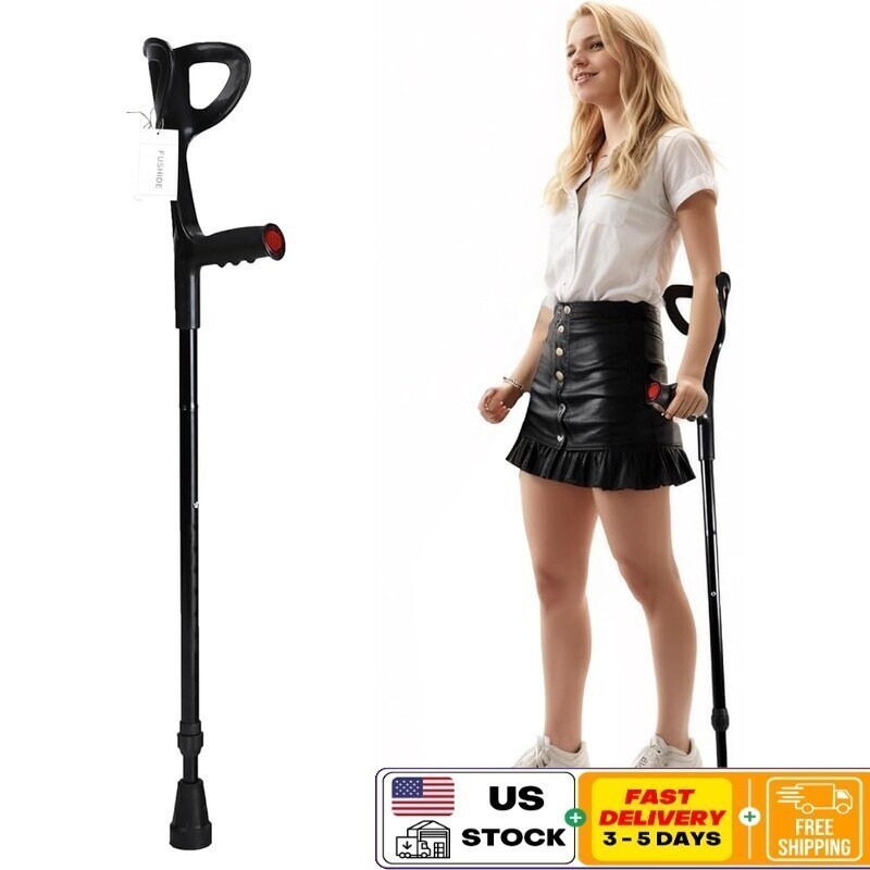 Portable Lightweight Adjustable Forearm Crutches Ergonomic Support Recovery New
