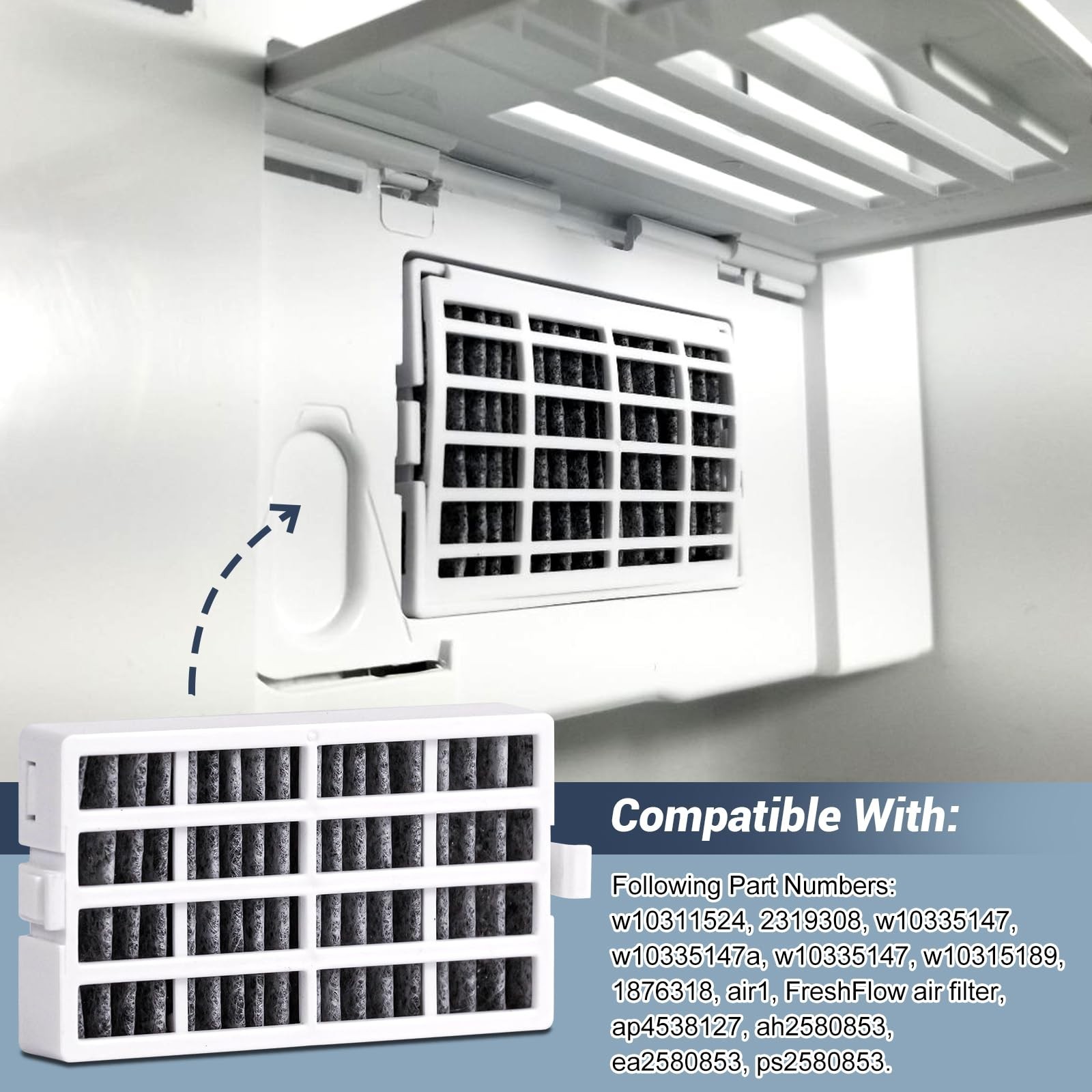 W10311524 Refrigerator Air Filter Replacement – FreshFlow Compatible, 6 Pa