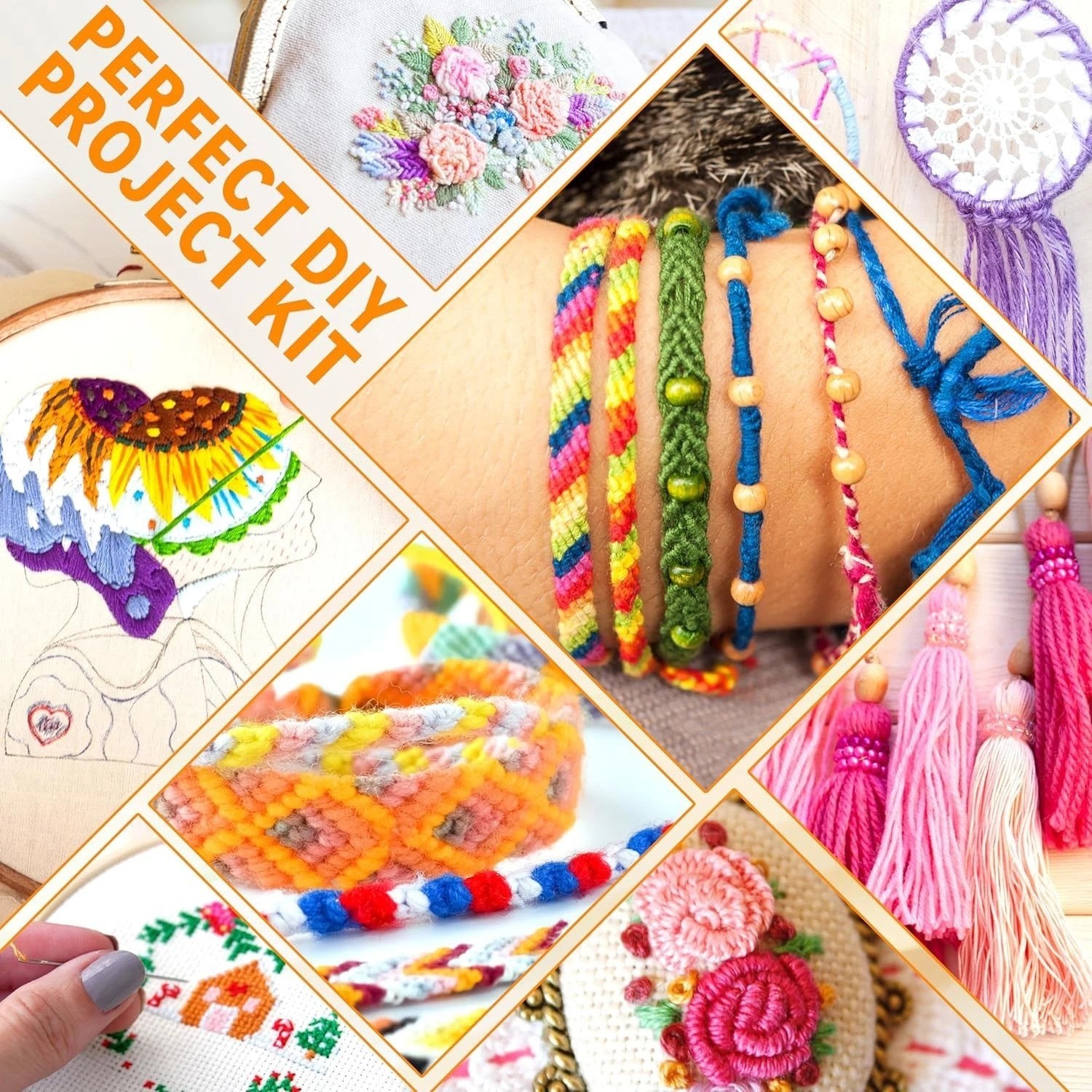 262-Piece Multicolor Embroidery Thread Set with Sewing Tools and Storage Box
