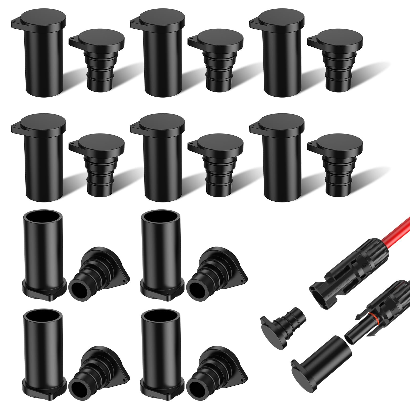 Bateria Power 12 Pairs Solar Connector Caps, IP68 Weather Resistant Dust Male...