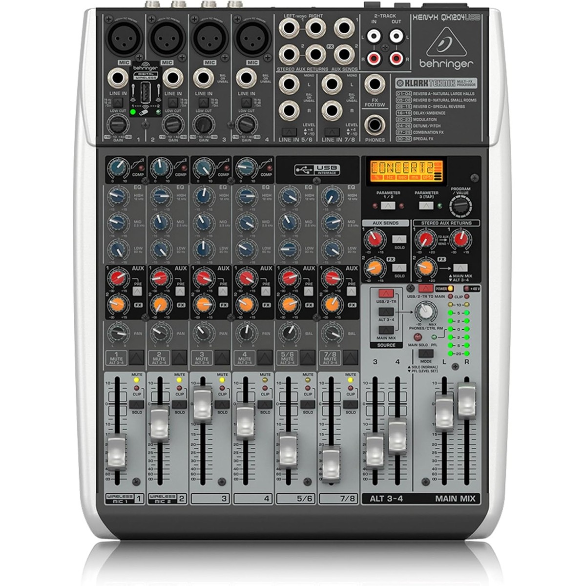 Behringer Xenyx Q1204USB Premium 12-Input 2/2-Bus Mixer with Xenyx Mic Preamps &