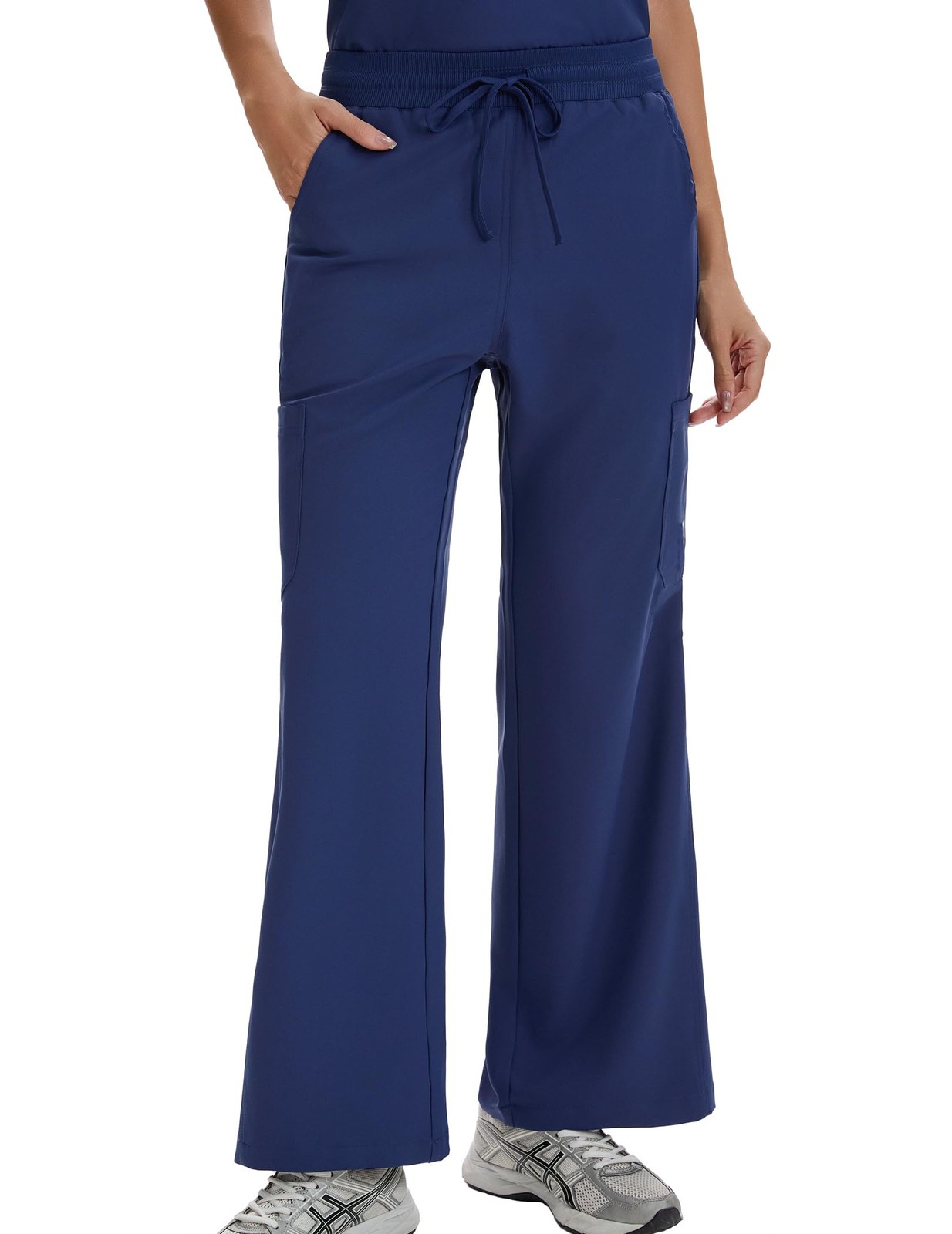 Scrub Pants For Women High Rise Four Way Stretch Flare Yoga Cargo 6 Pockets