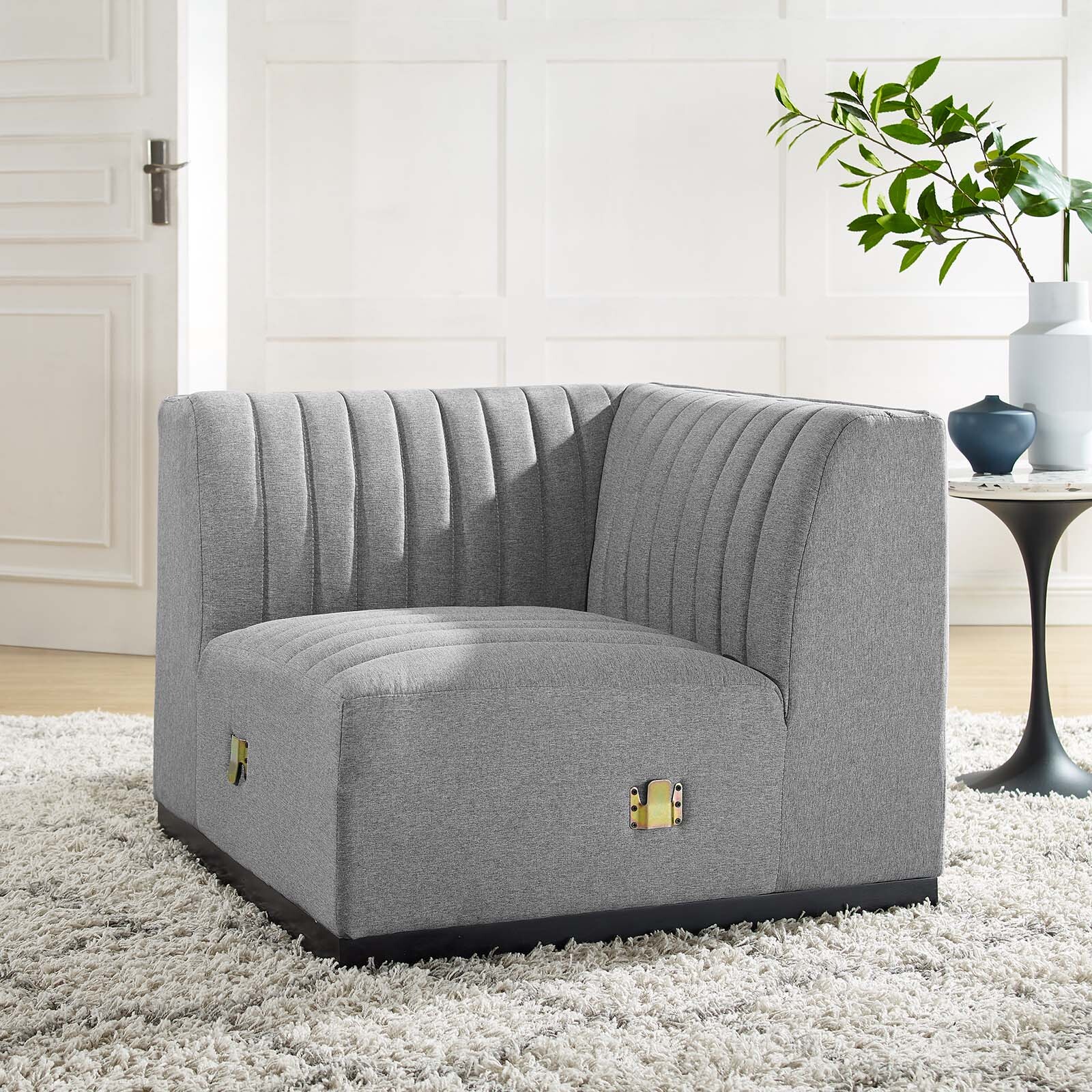 Modway Channel Tufted Upholstered Fabric Left Corner Chair