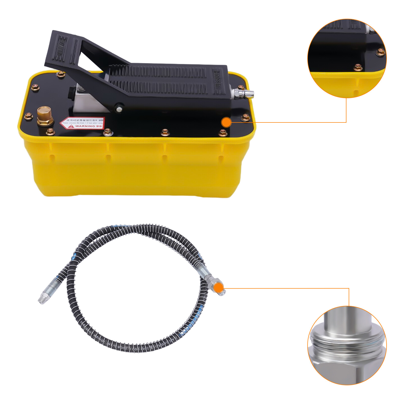 10000 PSI 2.3L Air Hydraulic Foot Pedal Pump Auto Body Frame Machine W/ Air Hose