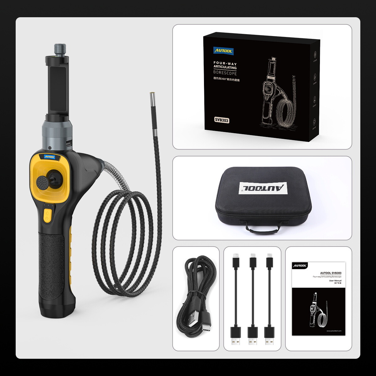 Articulating Borescope Inspection Camera 360° Joystick Endoscope For iOS Android