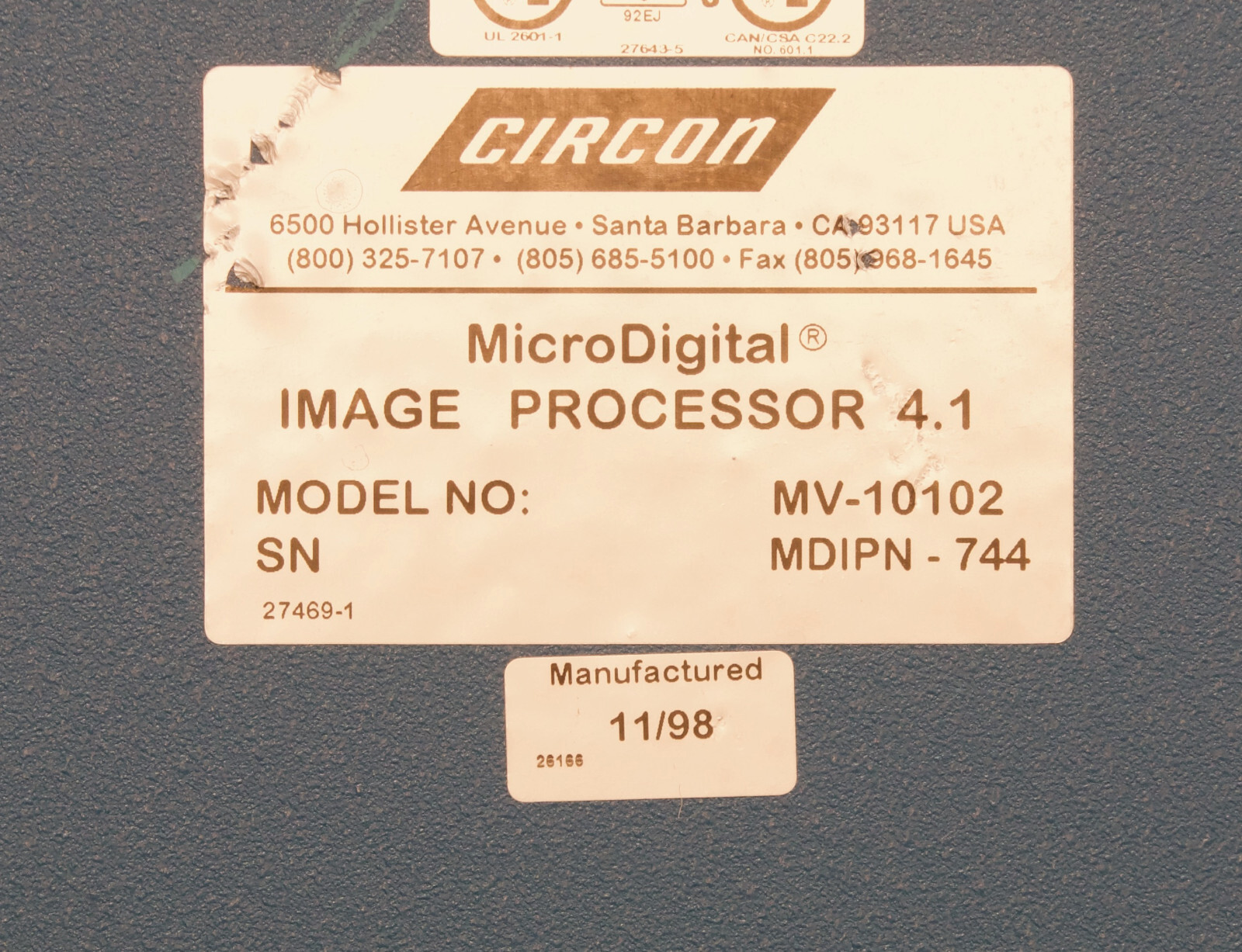 Circon ACMI MV-10102 MicroDigital IP 4.1 Camera Controller (R25)