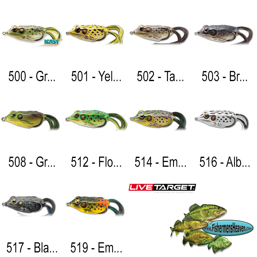 Live Target Frog - Topwater Lure (FGH55T) Hollow Body 5/8oz - Pick Any 8 Colors