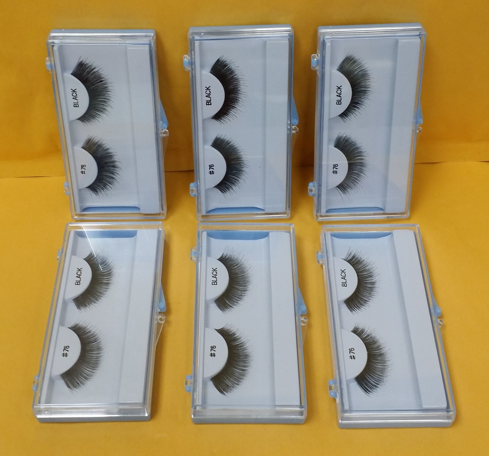 6 boxes FALSE EYELASHES STRIP EYELASH # 76 BLACK -  NEW - FREE SHIP