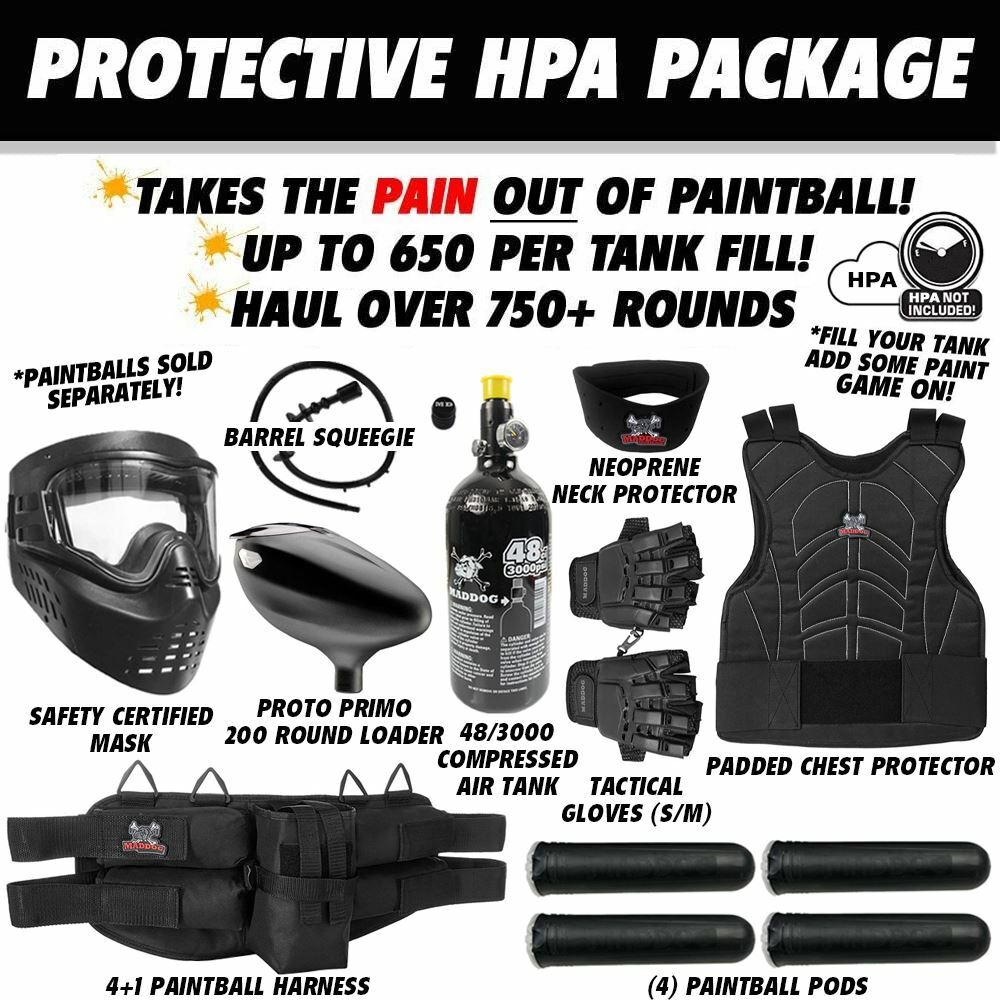 Maddog Tippmann 98 Custom BASIC Protective HPA Paintball Gun Starter Package