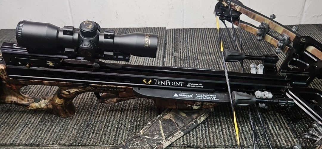 TenPoint Stealth SS Crossbow with Scope, Quiver, 7 Arrows, Soft & Hard Cases