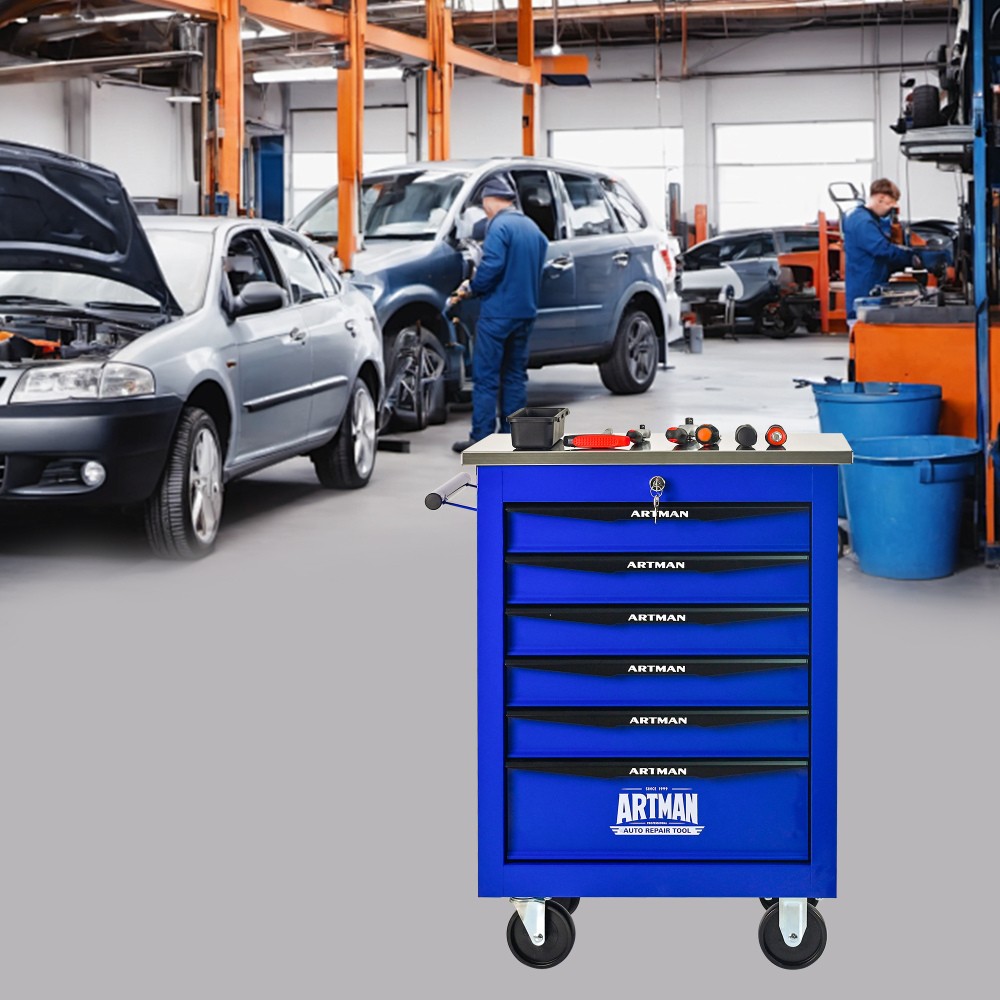6-drawer multi-purpose tool cart with lockable toolbox suitable for garage&homes