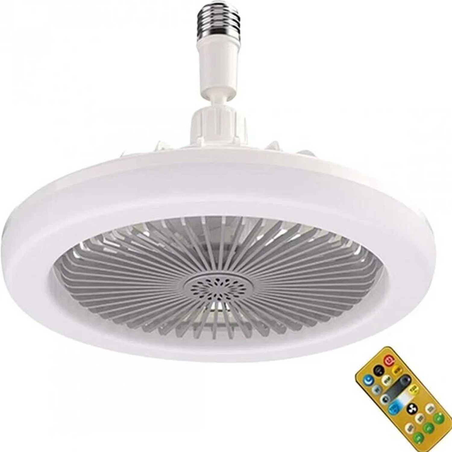 10" Adjustable E27 Socket Ceiling Fan Light 3-Color Temp LED Chandelier w/Remote