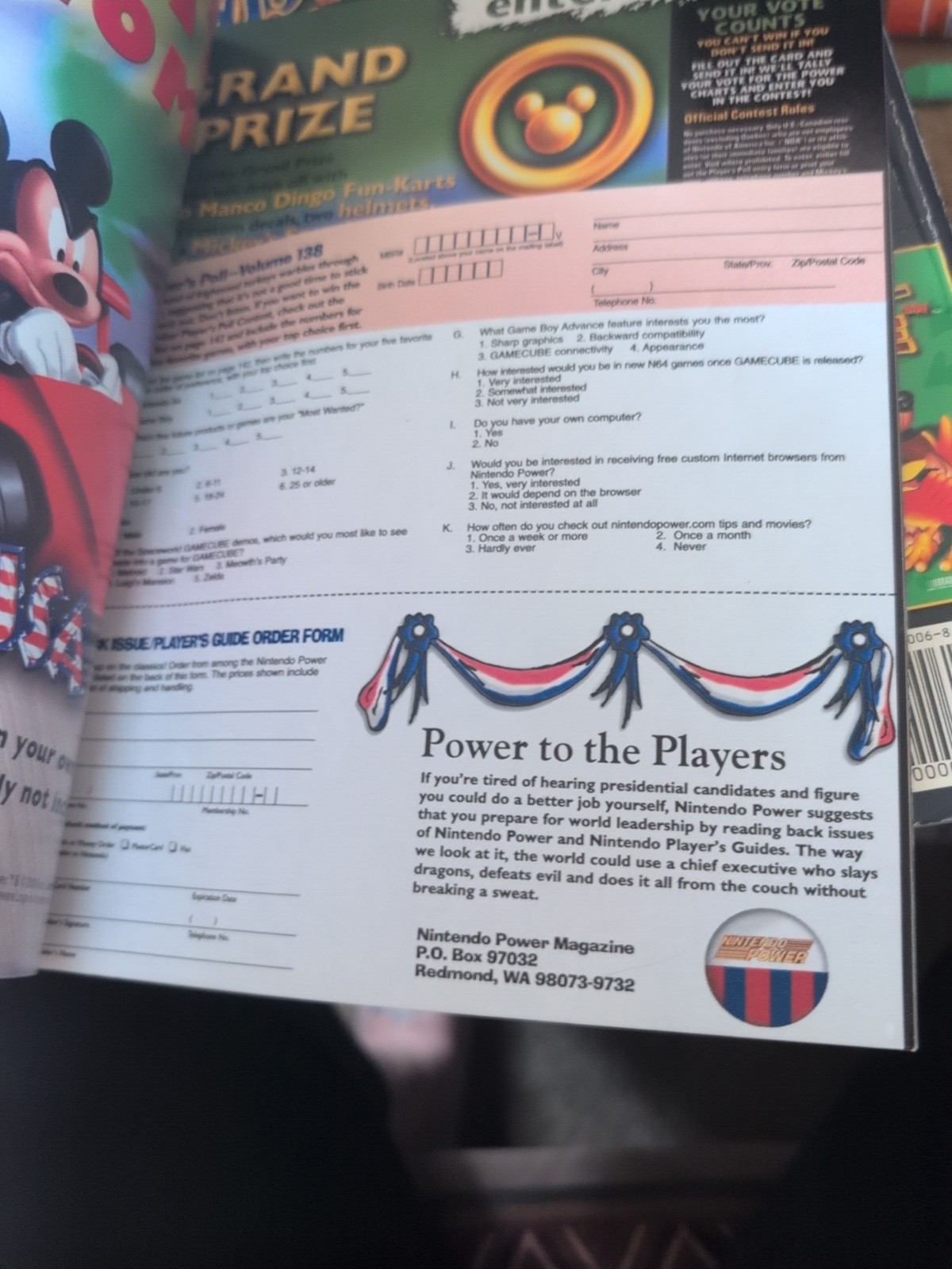 DAMAGE Nintendo Power Volume 138 w/ Poster, comic, and inserts