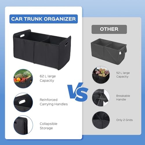 Car Trunk Organizer, Collapsible Trunk Organizer Sturdy SMALL 2 Compartments