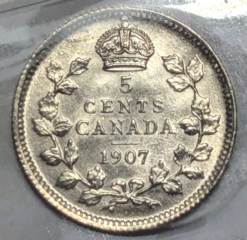 1907 Canada 5 Cents - CCCS AU58