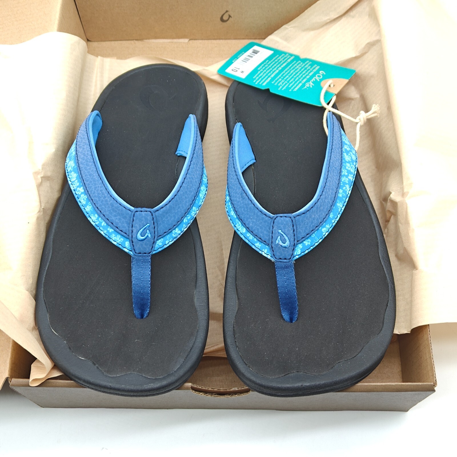 OluKai Women's Ohana Koa 20368 Navy/Black Flip Flop Beach Sandals SZ 6/7/8/9/10