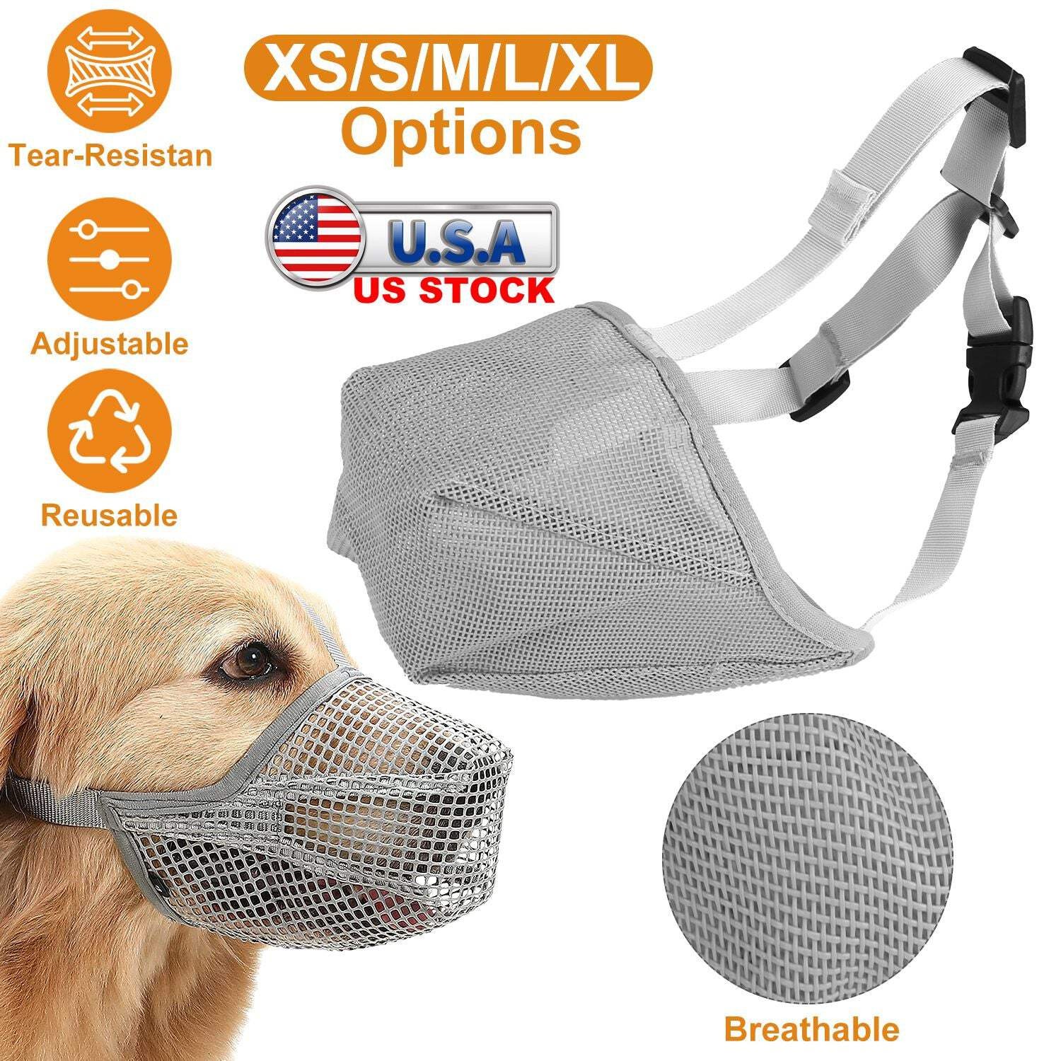 Pet Muzzle Mask Soft Mesh Muzzle Adjustable Dog Mouth Cover with Breathable Mesh