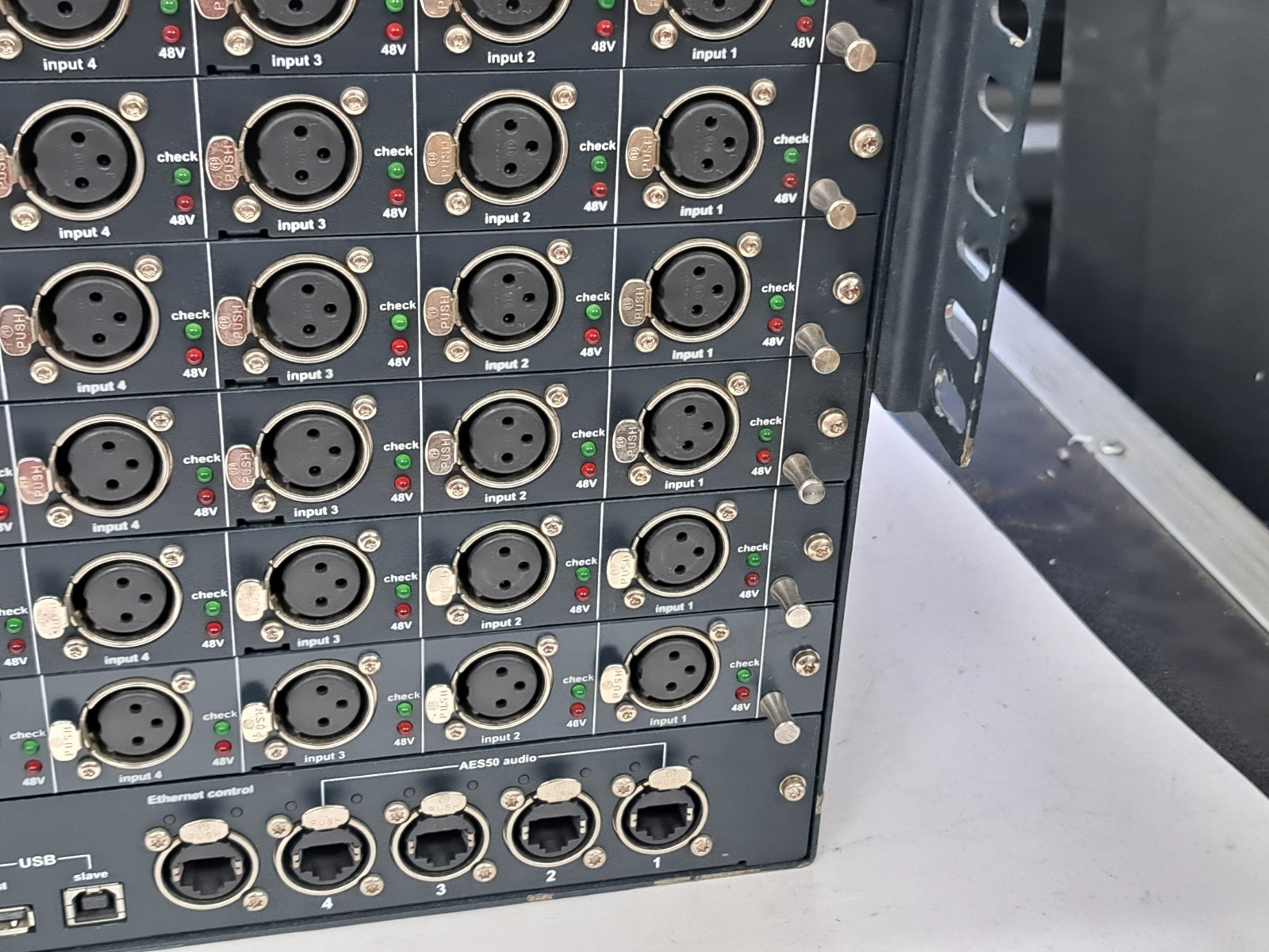 Midas DL351 Modular Stage Box with 8 DL441 Mic Line Input Card 64 Inputs