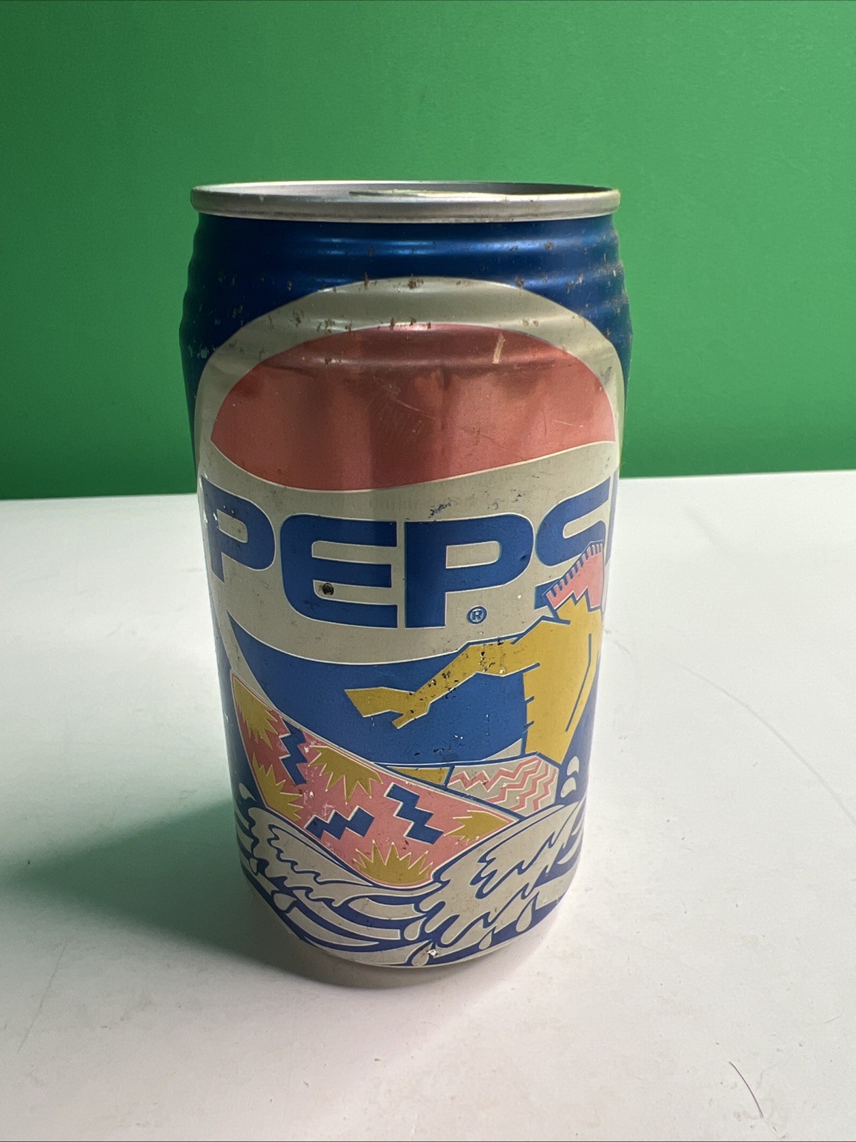 Pepsi Surfer Cool Cans Aluminum Full Can Flat Pull Tab Top Rare Vintage Soda