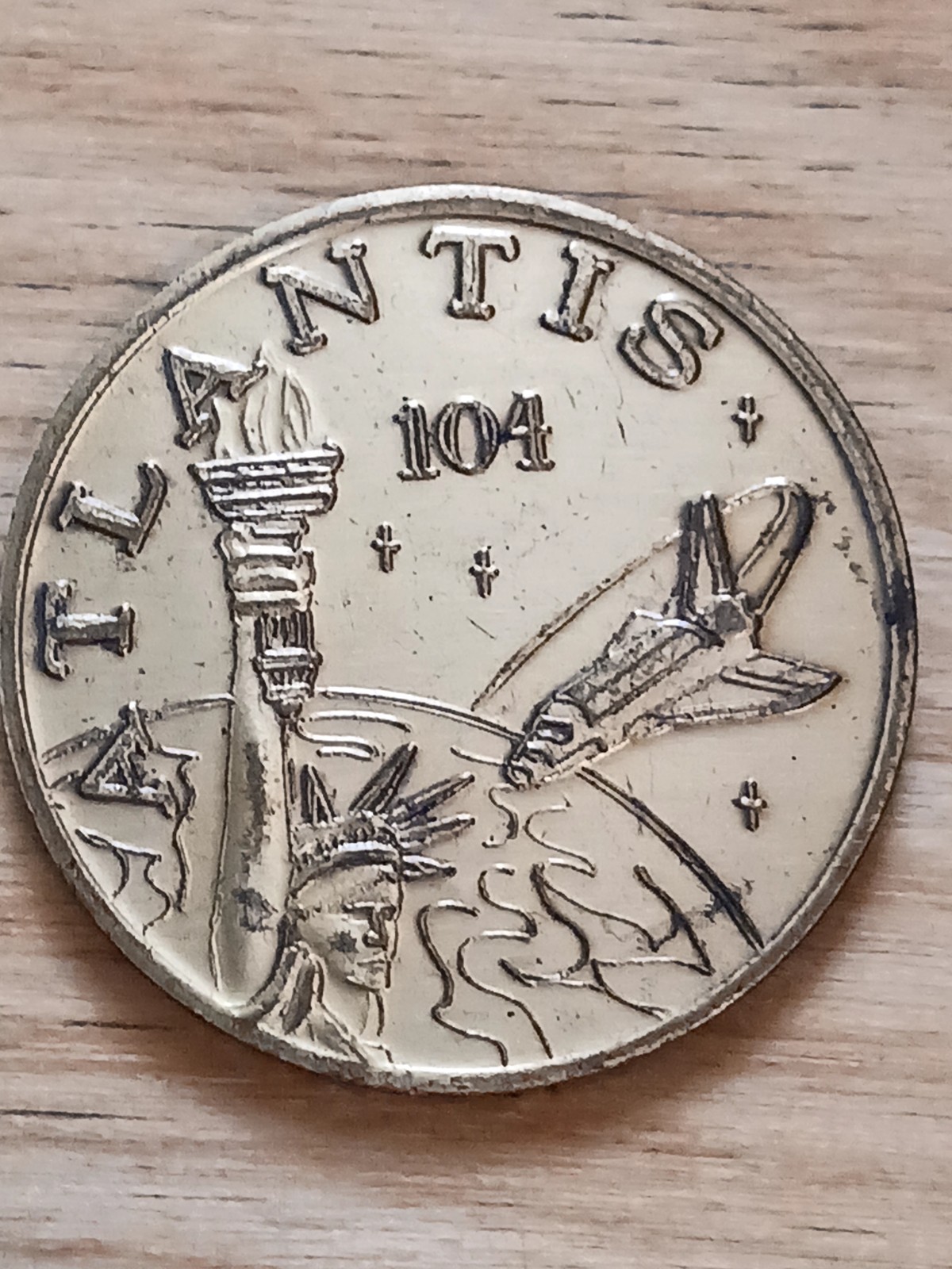 Bronze Commemorative 1.5" Space Shuttle Atlantis Maiden Voyage Token