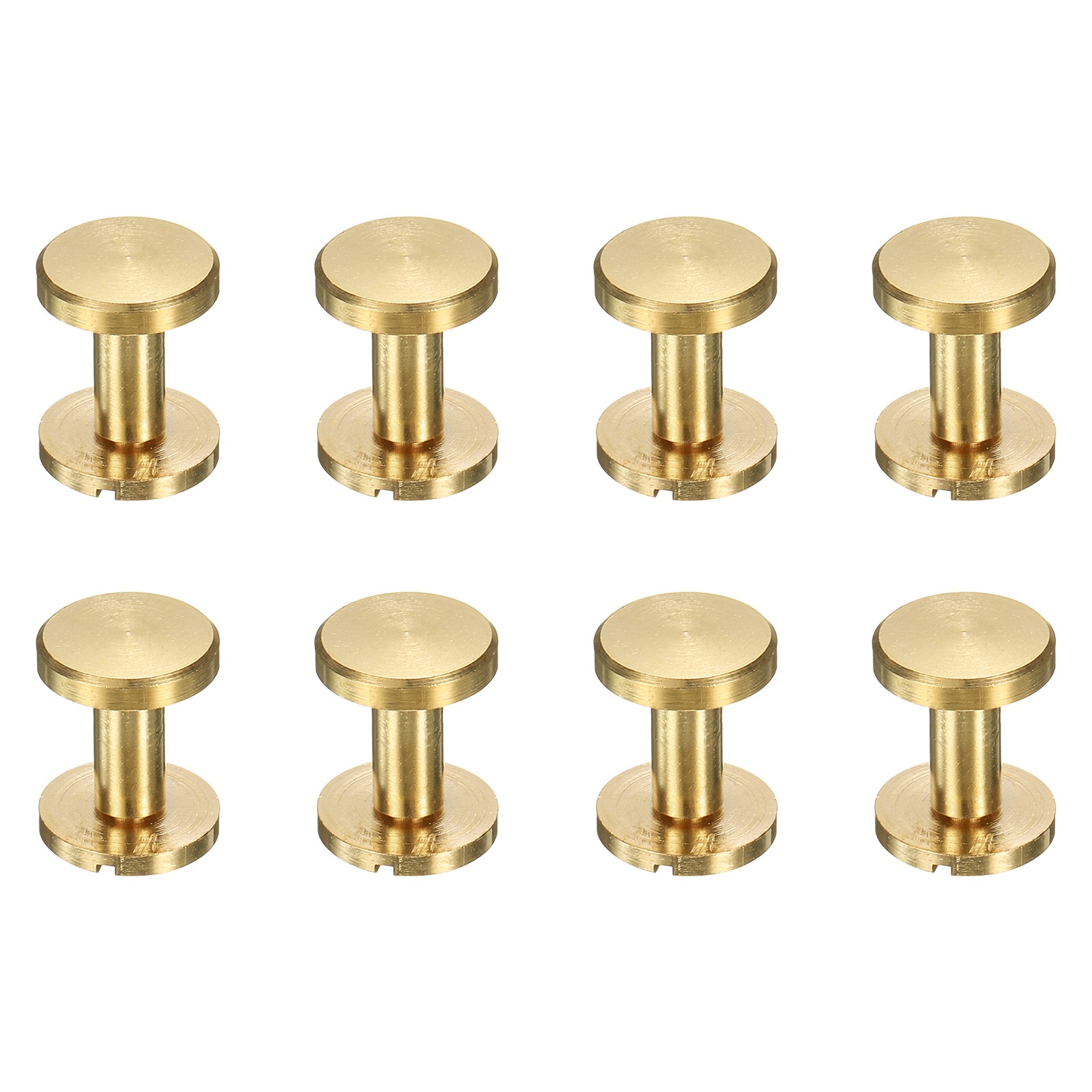 8 Pcs Brass Chicago Screws 14mm Height Flat Head Screw Binding Rivets