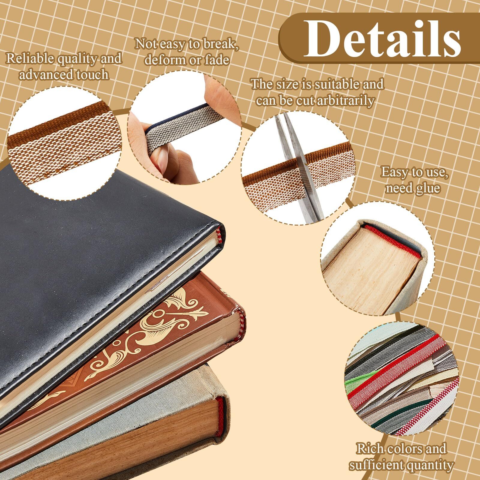 48Pcs Book Binding Headbands Cotton Book Headband Book Binding Kit for Beginners