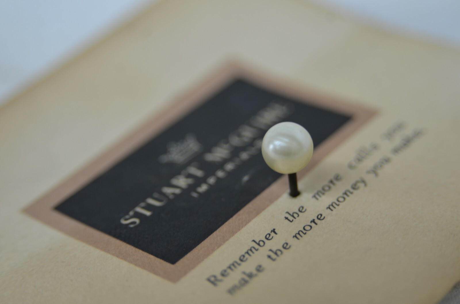 Vintage Stuart McGuire Shoe Salesman Pearl Tie Tack Advertising Sales Pitch Gift
