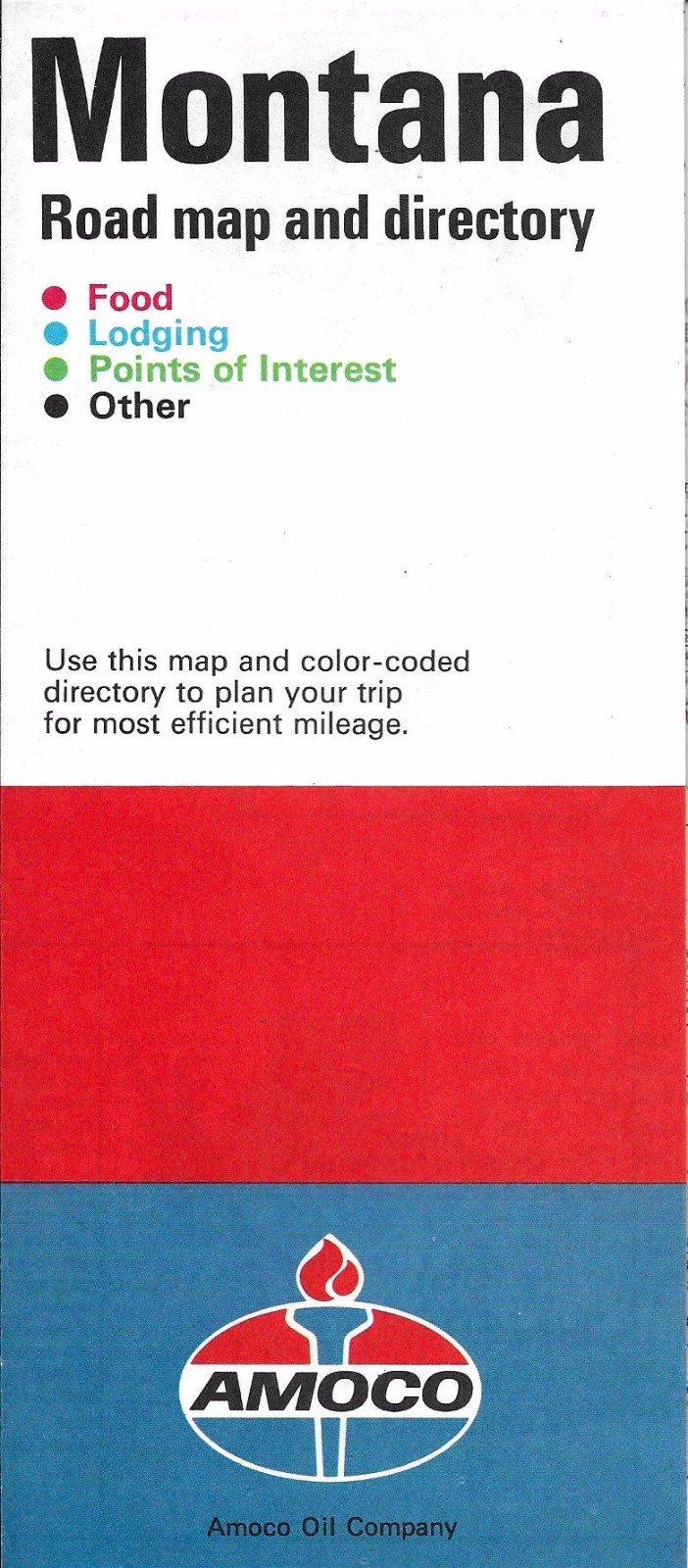 Vintage State Gas Station Road Map of Montana, by Amoco (circa 1970)