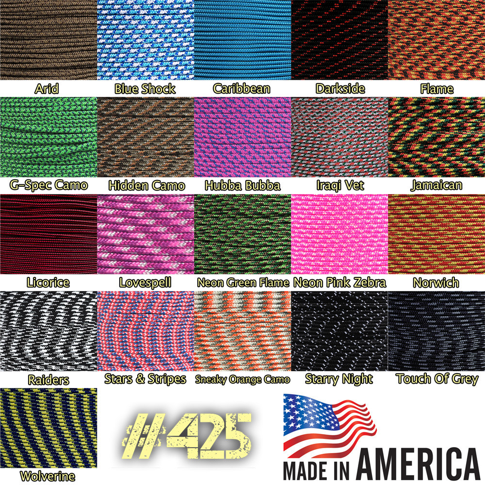 425 lb Survival Parachute Cord Craft Bracelet Tactical 3 Strand 10 25 50 100 ft