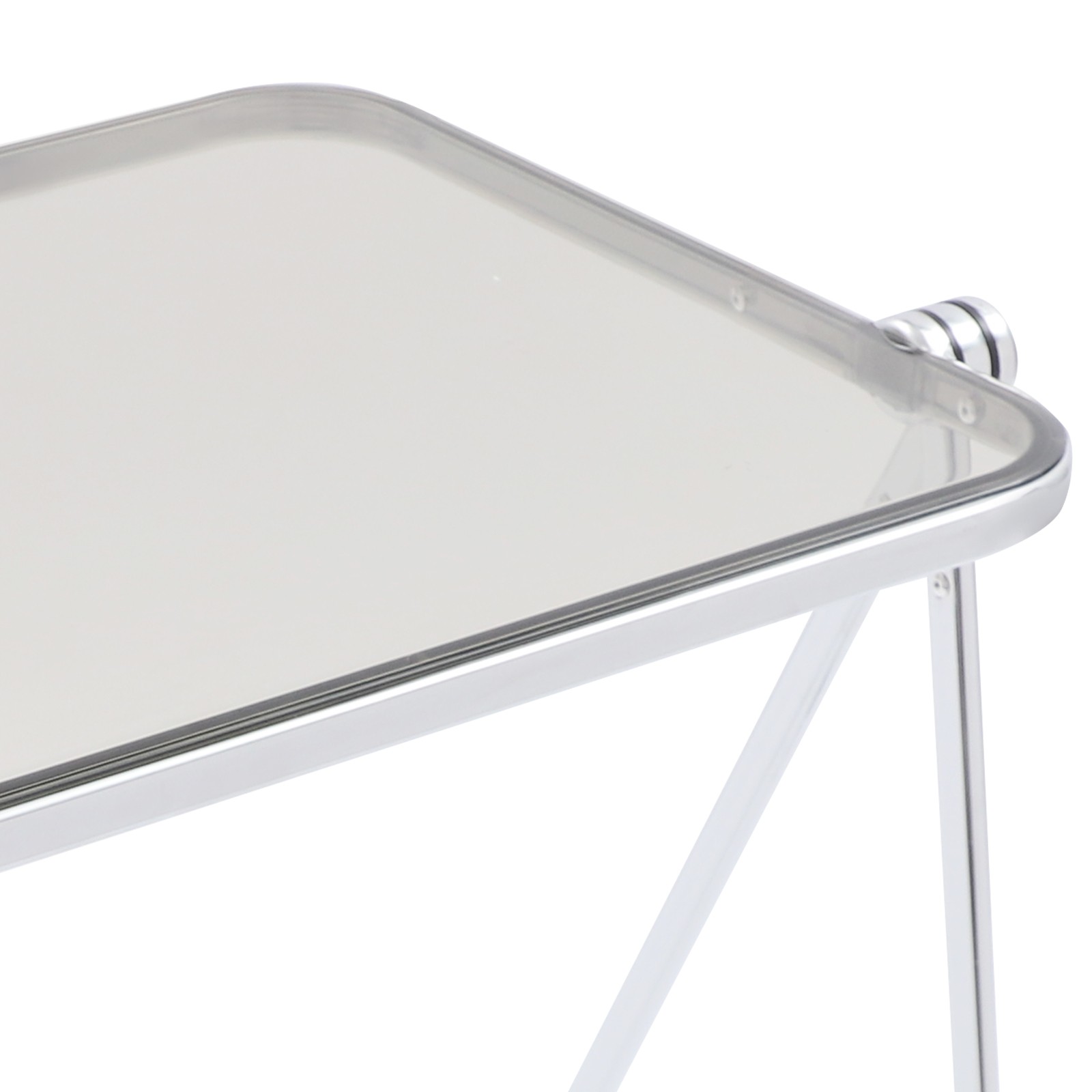 Clear Foldable Side Storage Table Tiny Desk For Home Office Small Computer Desk