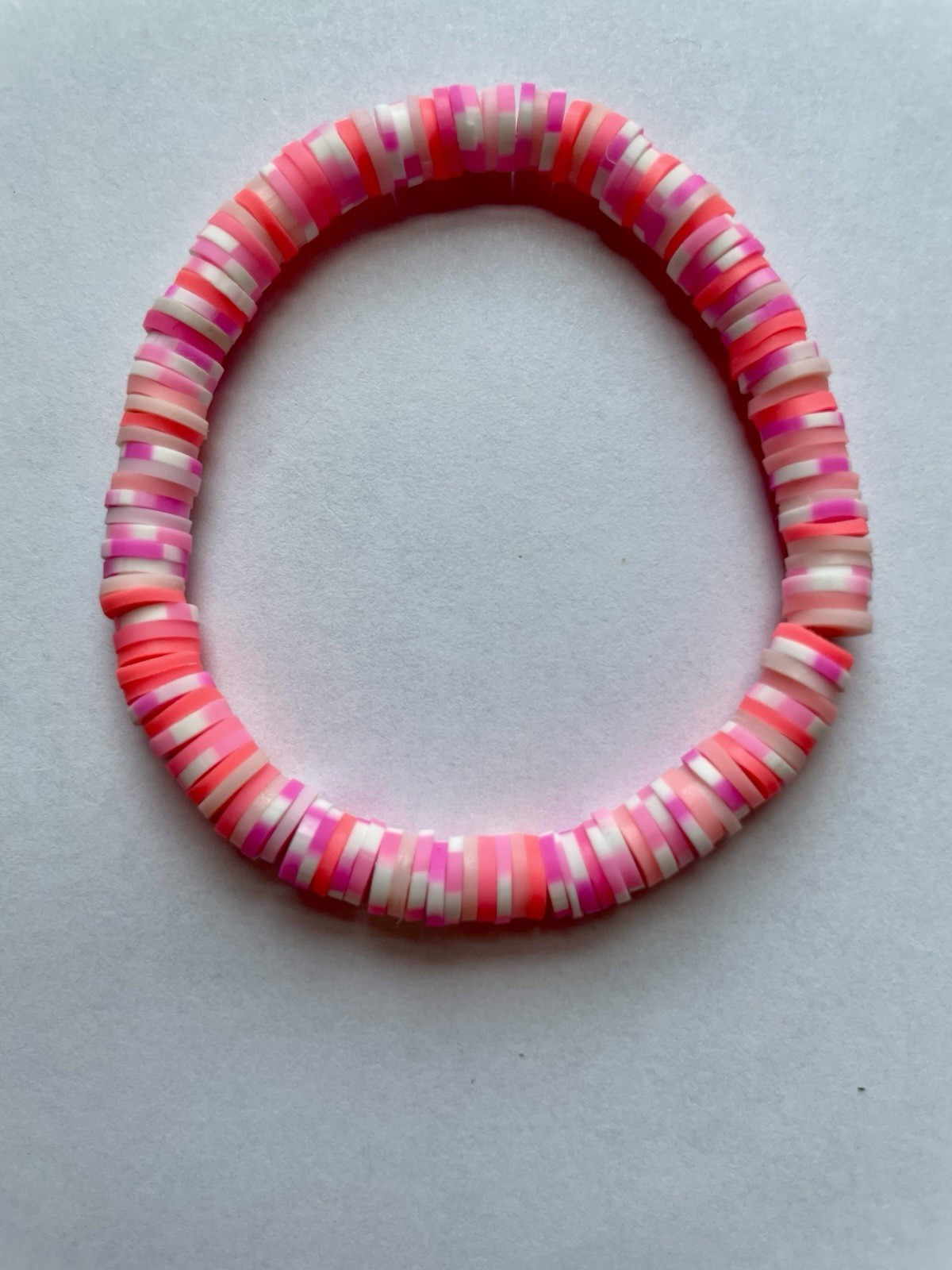 Handmade Pink Clay Bead Bracelet