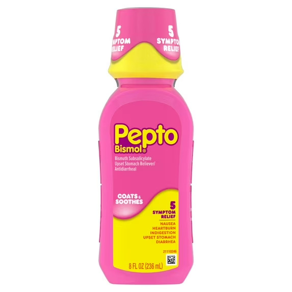Pepto Bismol 5 Symptom Stomach Relief Liquid, Original, 8 Oz