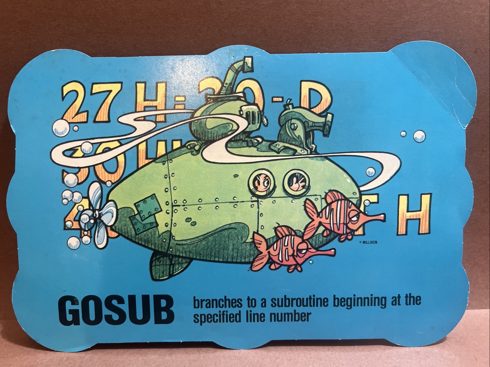 Vintage Computer Classroom Sign Milliken Programming Terms Gosub Submarine 90s