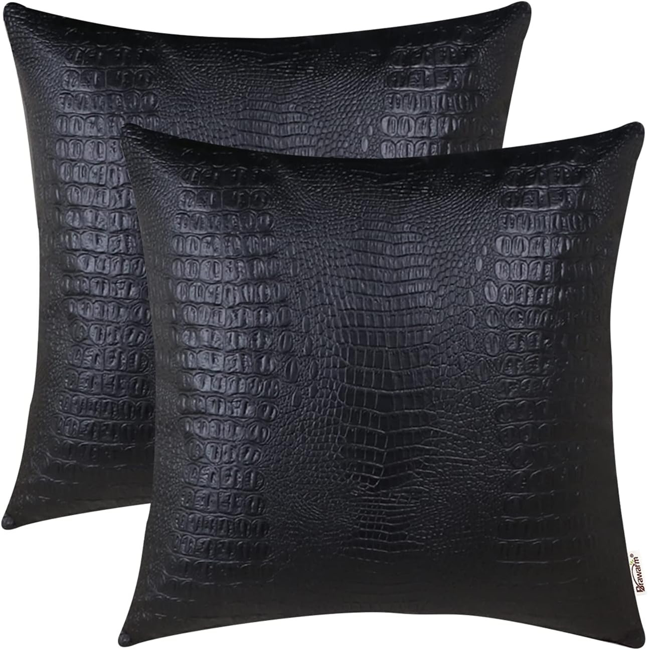 Faux Leather Pillow Covers 16 X 16 Inches, Black Leather Pillow Covers Pack of 2