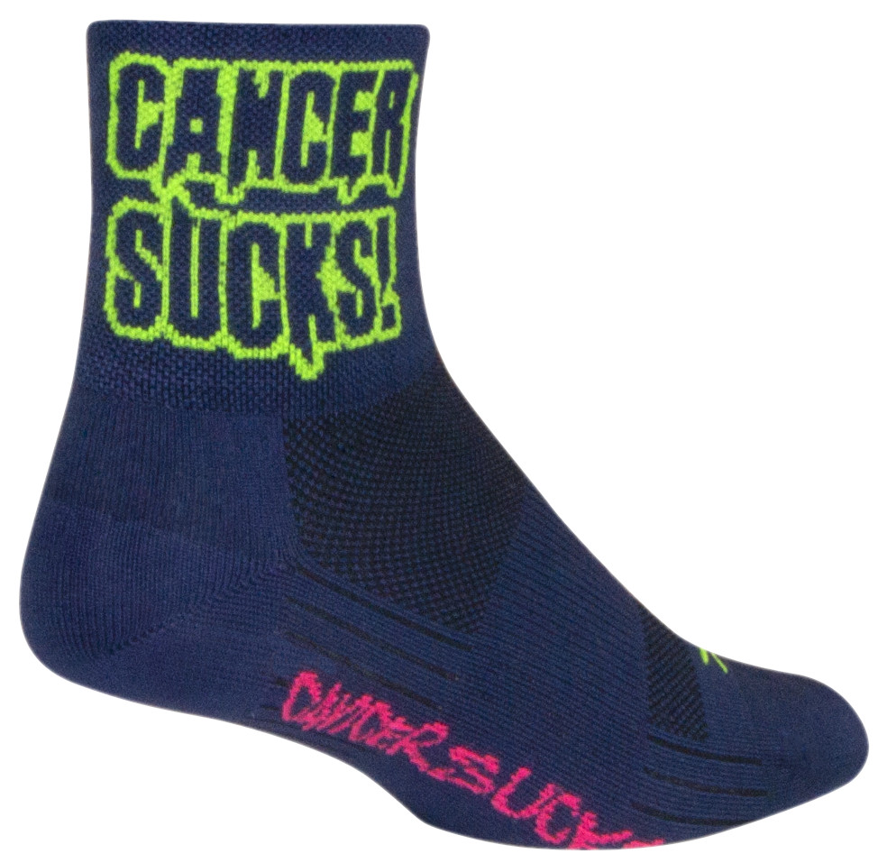 Socks - SockGuy - Cancer Sucks Navy SGX L/XL 3.5" SGX Cycling/Running NEW