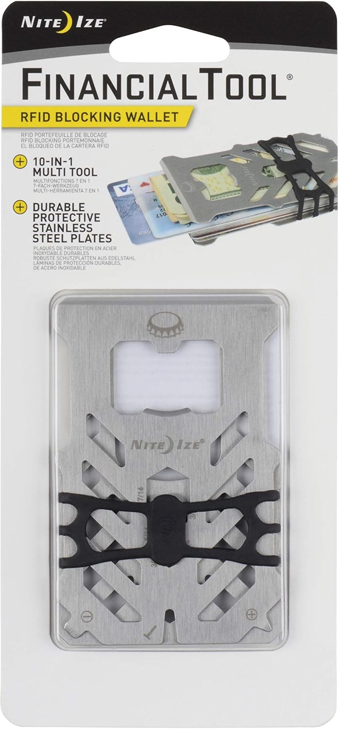 Nite Ize Financial Tool-RFID Blocking Stainless Steel Multi-Tool Wallet
