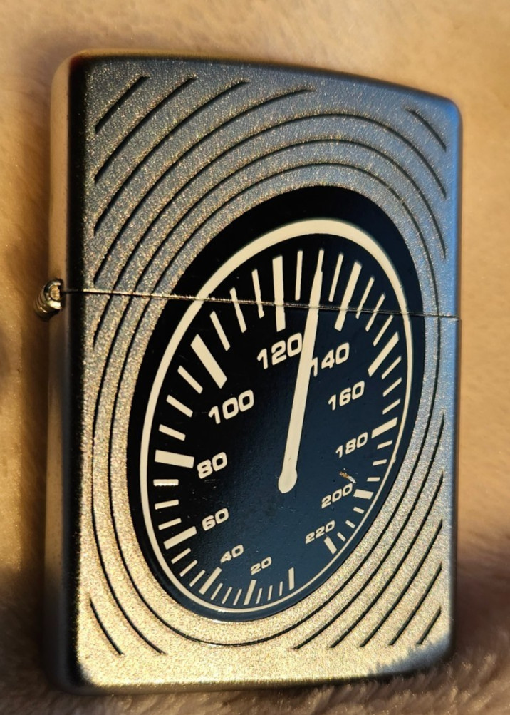 Zippo Lighter 2009 Speedometer 130, Satin Chrome, New, Hypnotic!