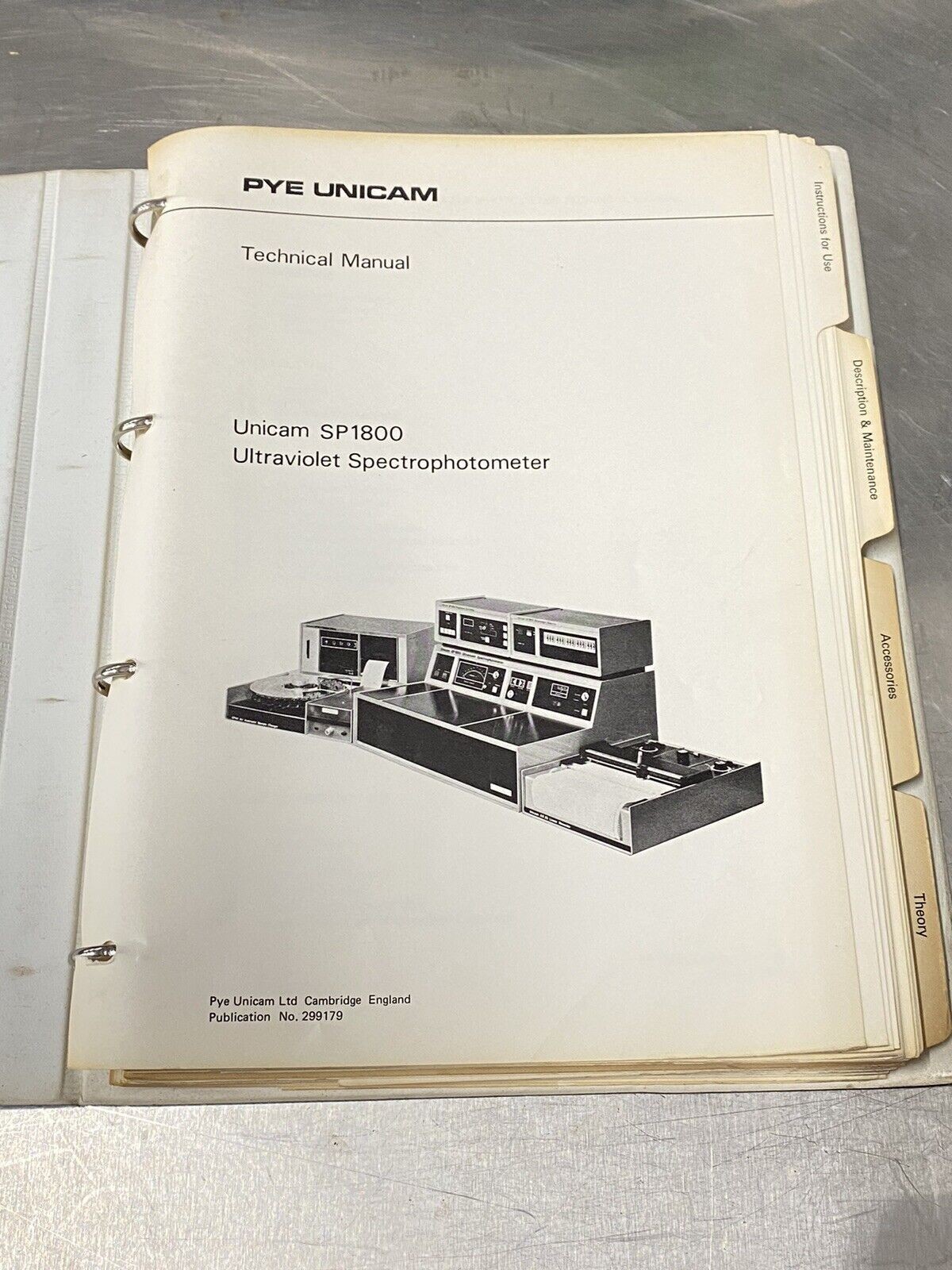 PYE Unicam SP1800 UV Spectrophotometer - Users Guide / Instruction Manual