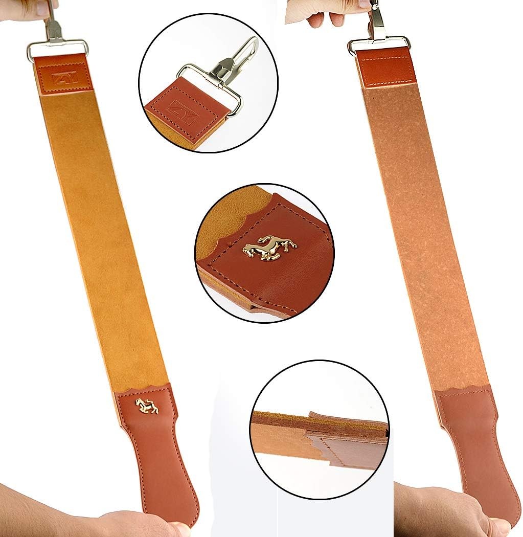 Straight Razor Strops with Sharpening Stone Dual Leather Barber Brown
