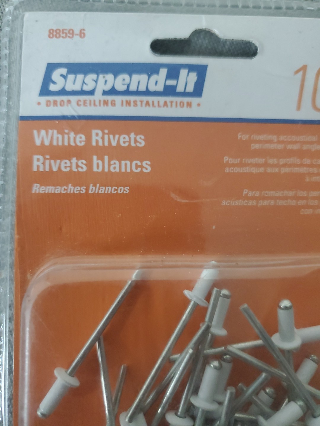 Suspend-It Drop Ceiling Installation White Rivets Quantity 100 Rivets 8859