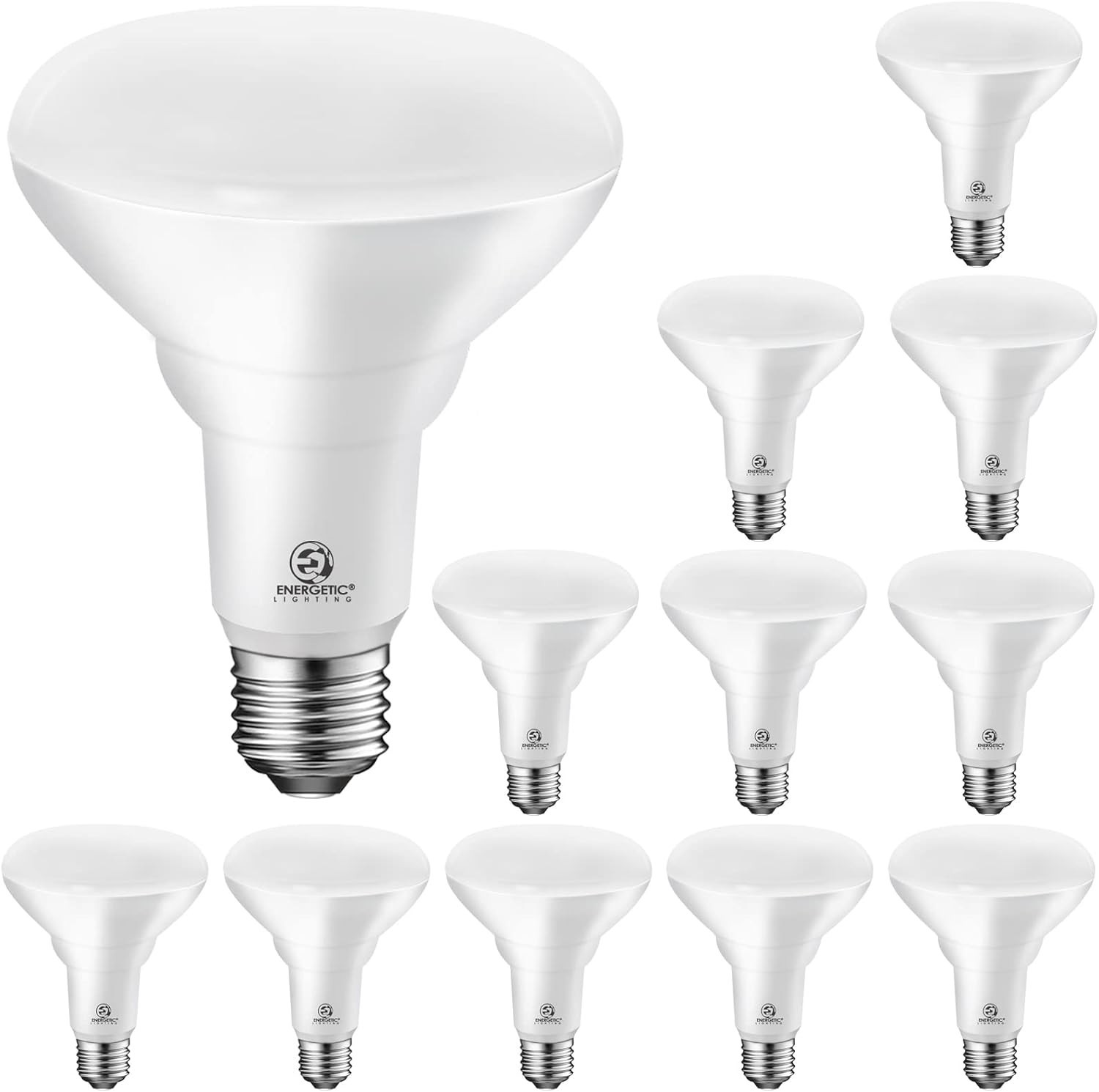 12 Pack Energetic LED Recessed Light Bulbs BR30, 105W Equivalent, 1500LM, 3000k