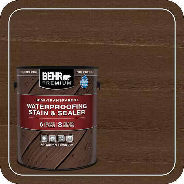 BEHR 1 gal. Padre Brown Semi-Transparent Exterior Wood Stain and Sealer ST-105