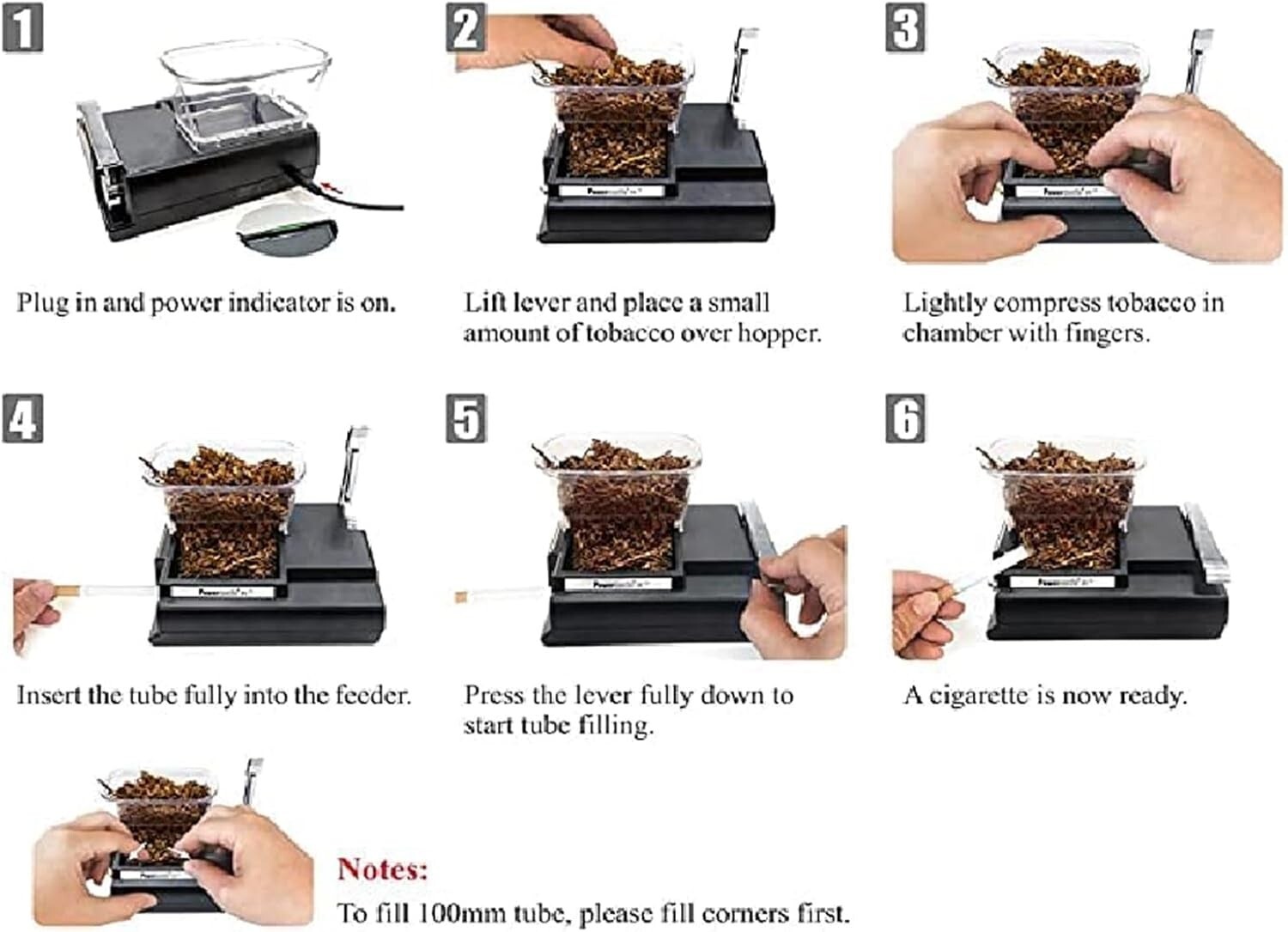 Electric Cigarette Injector 100mm Size tubes Cigarette Rolling Machine -Kashmir