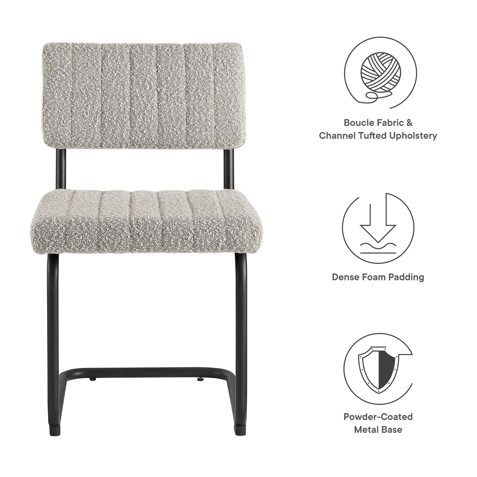 Modway Parity Boucle Dining Side Chairs - Set of 2 in Black Taupe