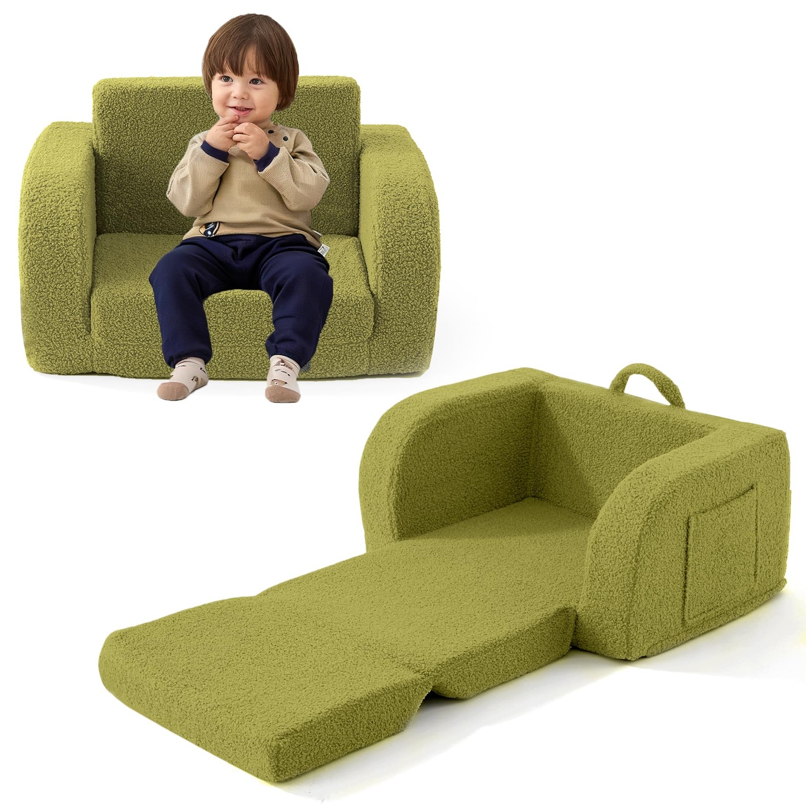 Toddler Couch, 2-in-1 Toddler Chairs Comfy 1-3 Years Old, Toddler Chair for G...