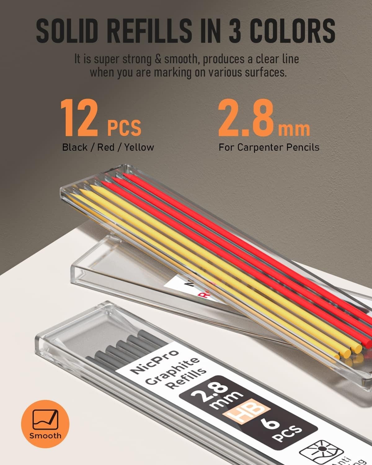 Ergonomic Construction Pencil with Built-in Sharpener & 13 Refills for Craftsmen