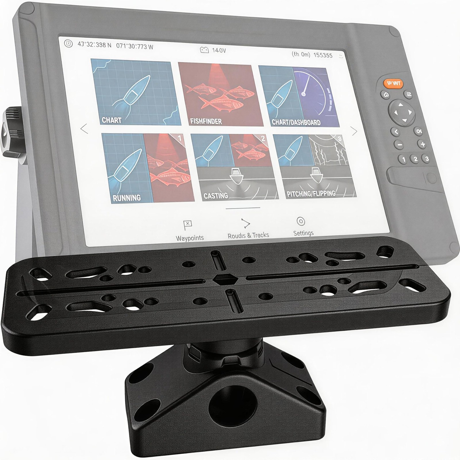 Fish Finder Mount Base, 360° Rotating Universal Boat Electronics Holder, Mari...