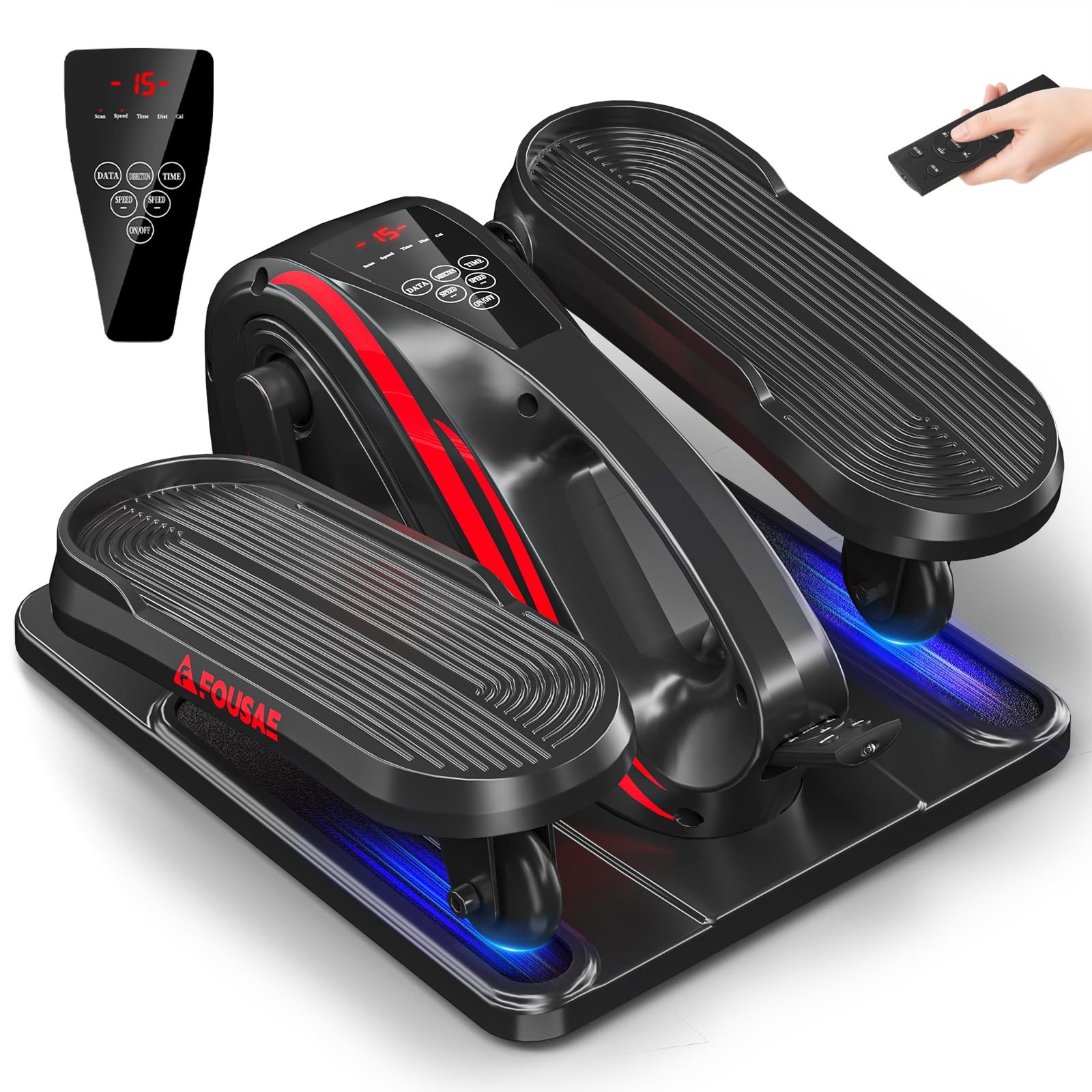 FOUSAE MC82A Under Desk Electric Elliptical Machine 15-Speed Black Red