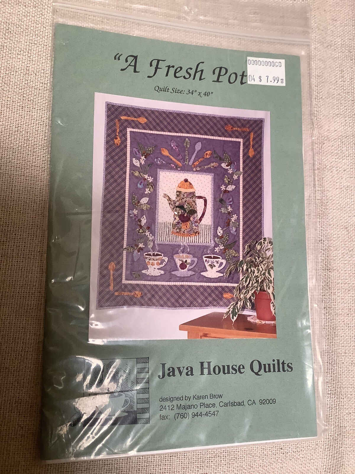 Java House Quilt Pattern A Fresh Pot Sewing Quilting Crafting 34 x 40”