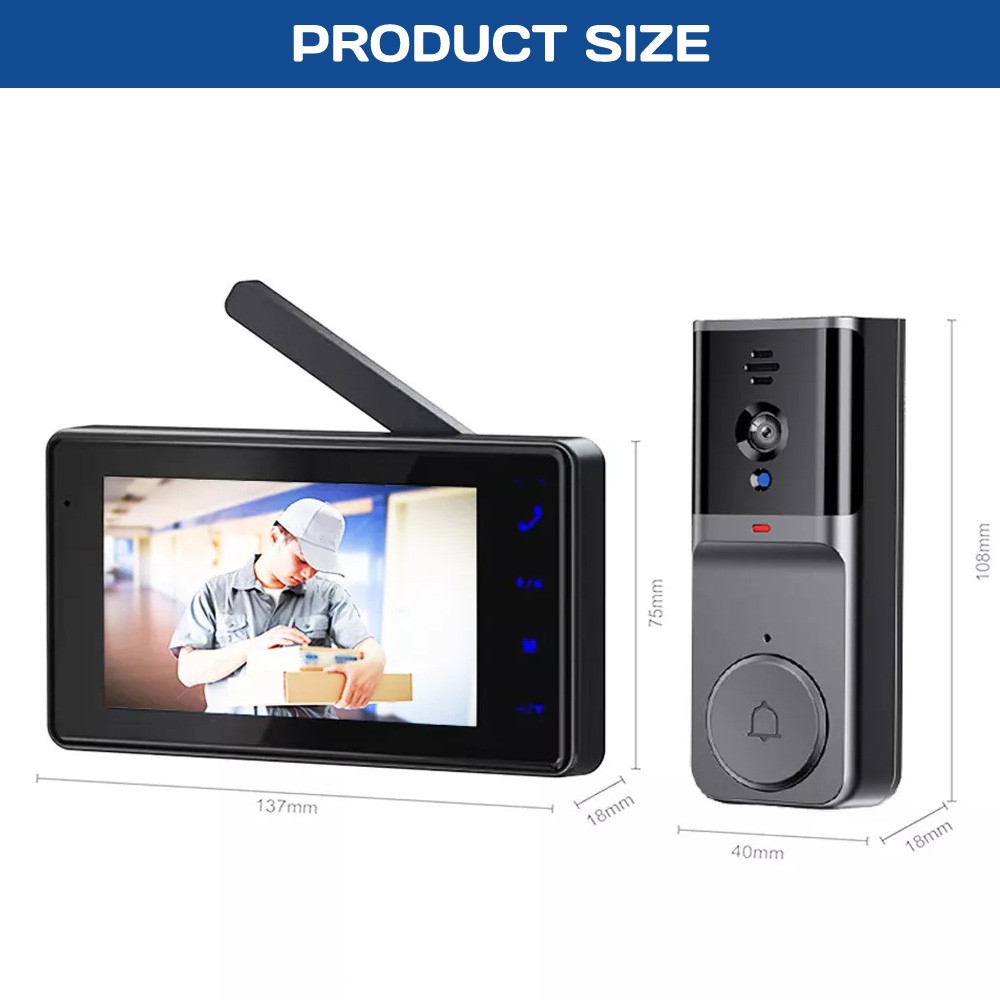 Intelligent Smart Video Intercom System Wireless Visual Doorbell W/Touchscreen